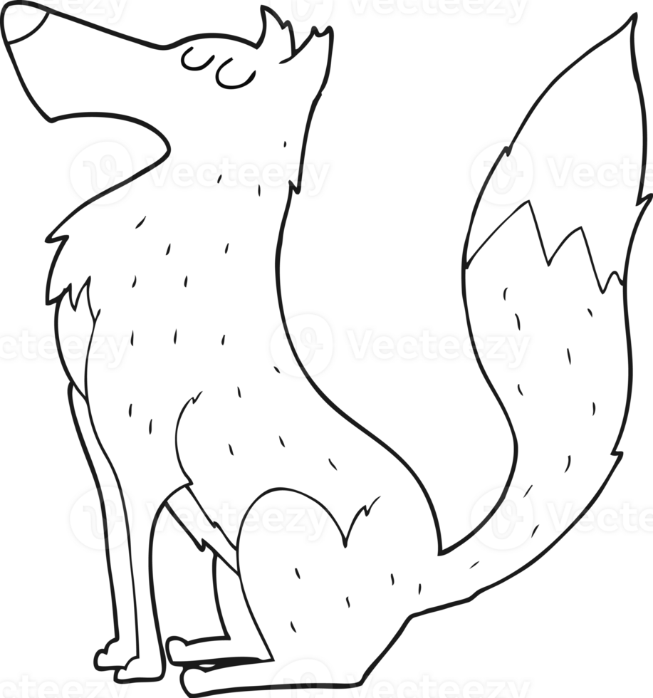 drawn black and white cartoon wolf png