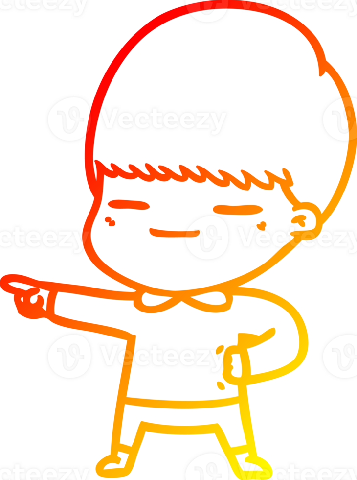 warm gradient line drawing of a cartoon smug boy png