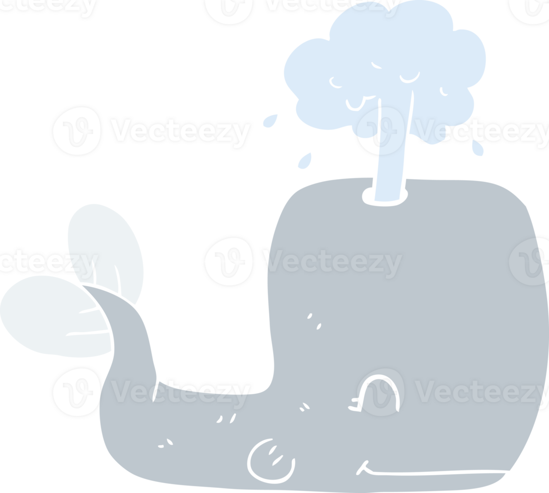 flat color illustration of whale spouting water png