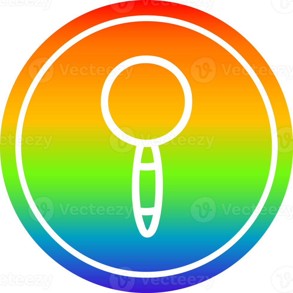 magnifying glass circular icon with rainbow gradient finish png