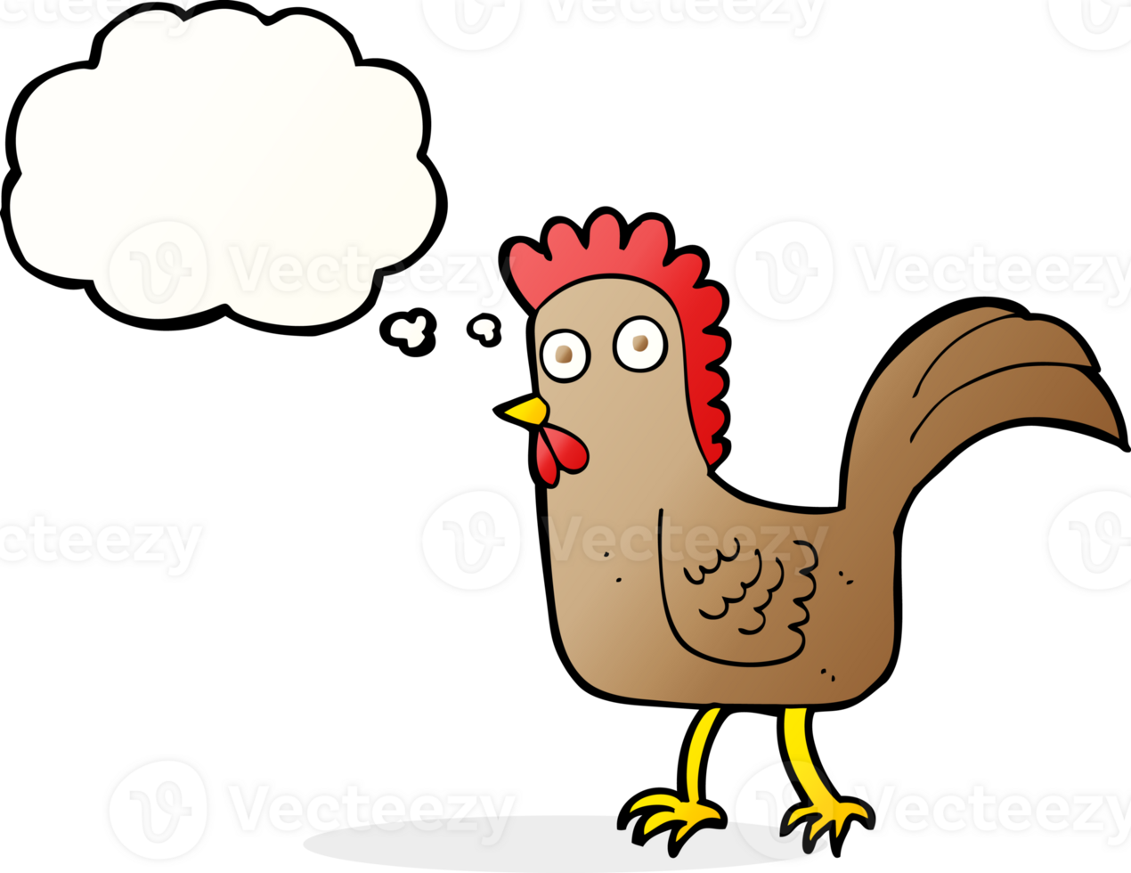 cartoon chicken with thought bubble png
