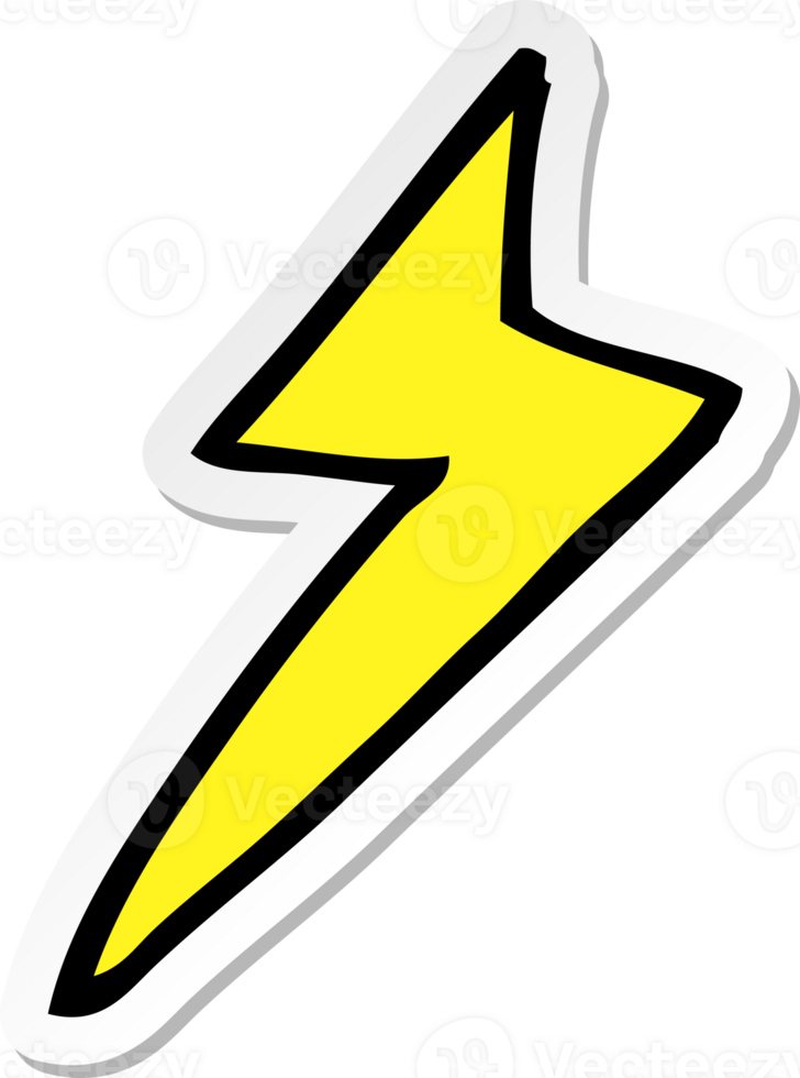 sticker of a cartoon lightning bolt symbol png