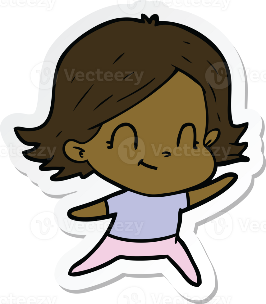 sticker of a cartoon friendly girl png
