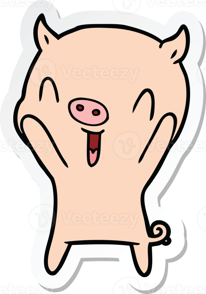 sticker of a happy cartoon pig png