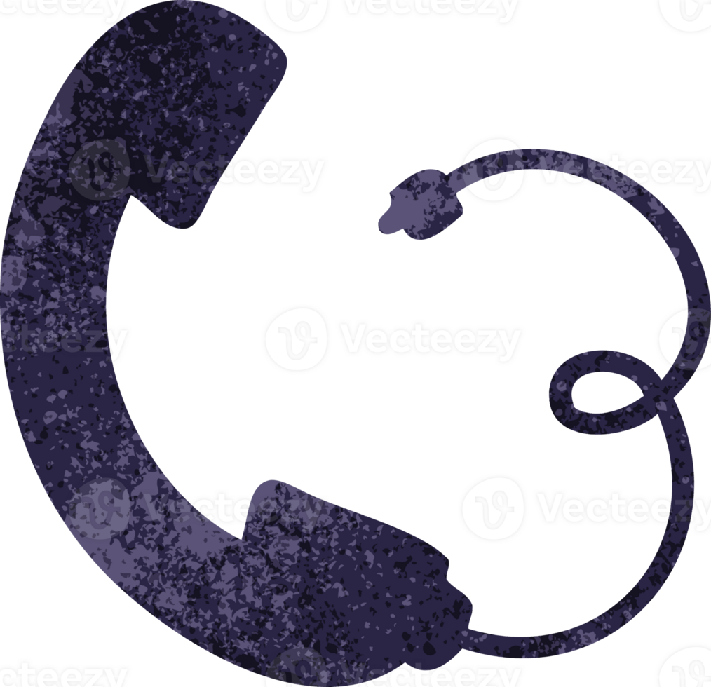 retro grunge texture cartoon of a telephone receiver png
