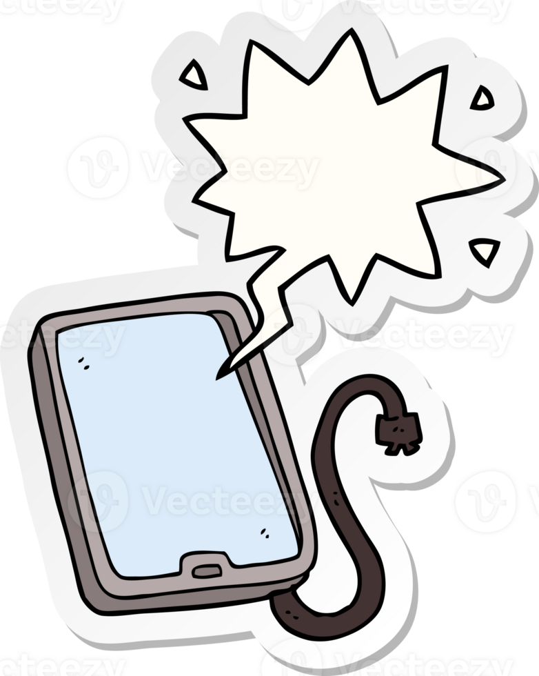 cartoon computer tablet with speech bubble sticker png