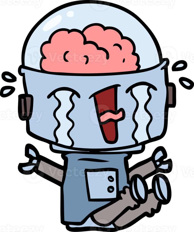 cartoon crying robot png