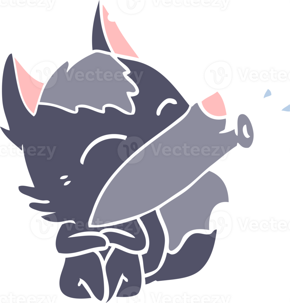howling wolf flat color style cartoon png