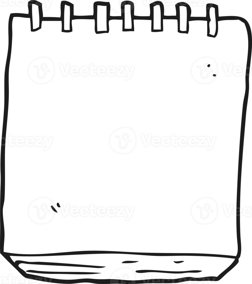 drawn black and white cartoon note pad png