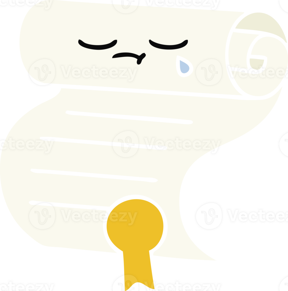 flat color retro cartoon of a contract png