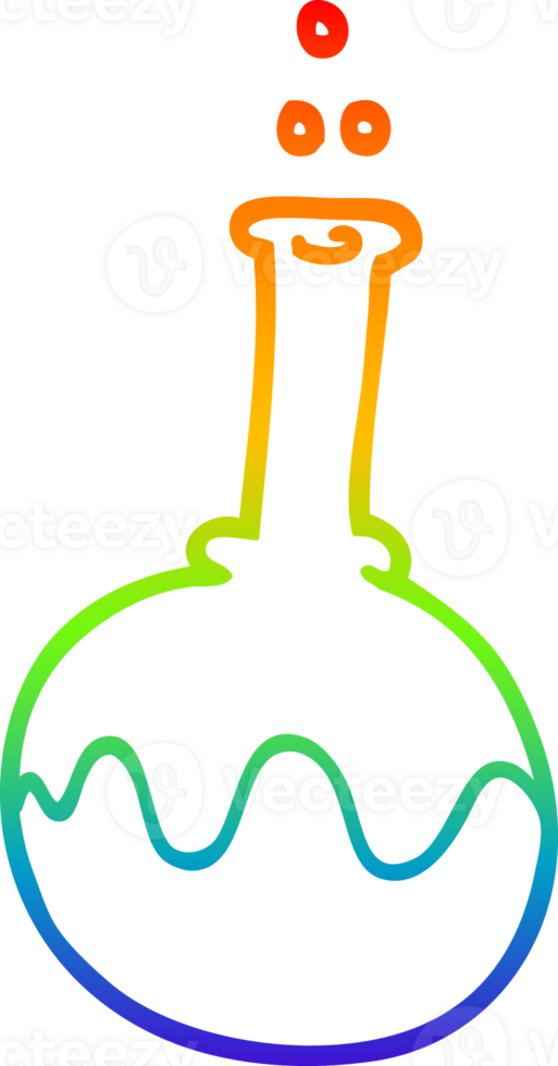 rainbow gradient line drawing of a cartoon science tube png