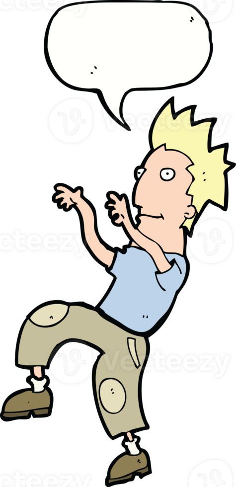 cartoon happy man doing funny dance with speech bubble png
