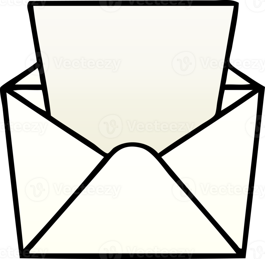 gradient shaded quirky cartoon letter and envelope png