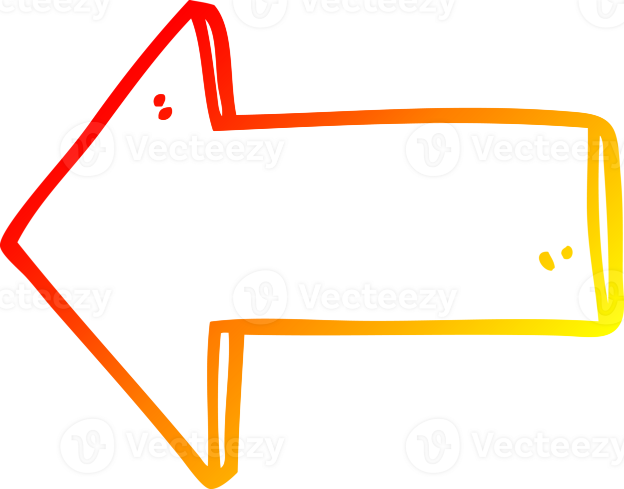 warm gradient line drawing of a cartoon arrow png