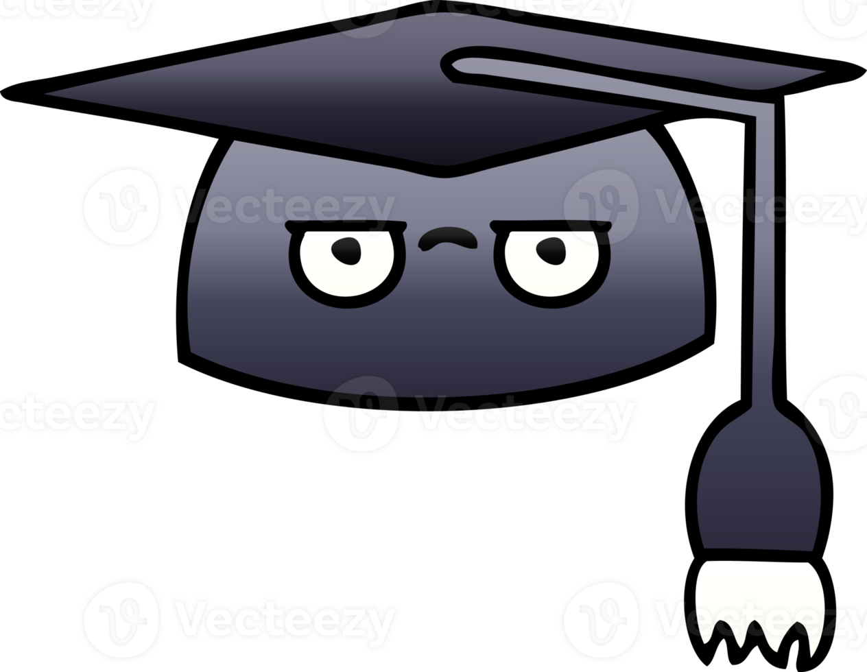 gradient shaded cartoon of a graduation hat png