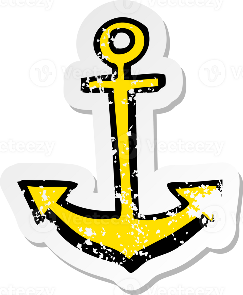 retro distressed sticker of a cartoon anchor symbol png