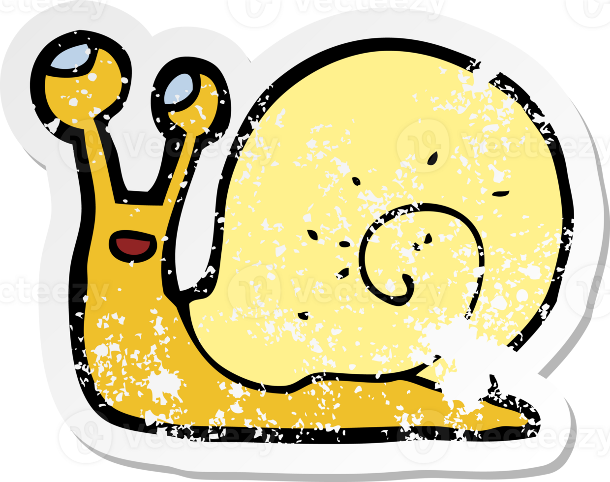 retro distressed sticker of a cartoon snail png