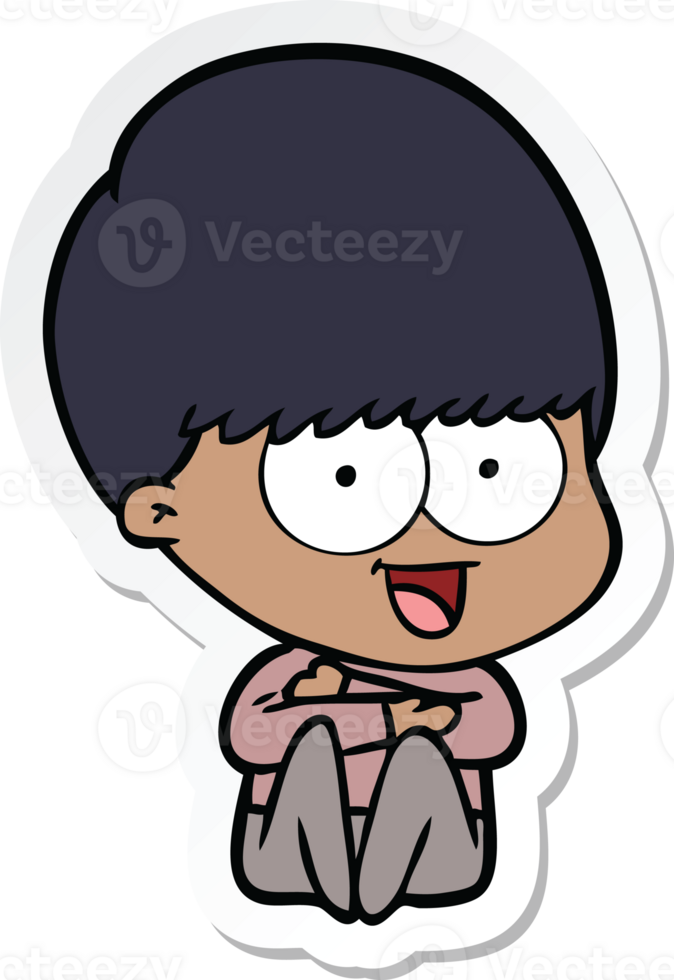 sticker of a happy cartoon boy png