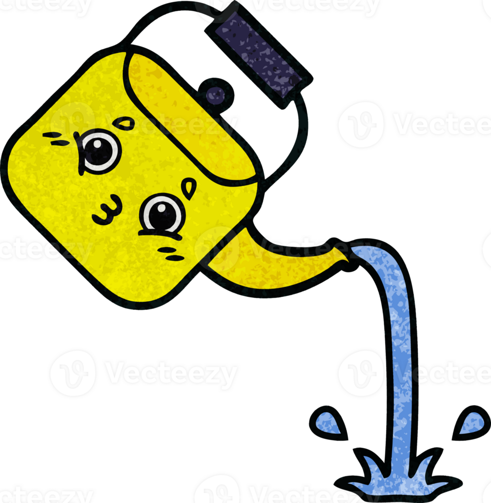 retro grunge texture cartoon of a pouring kettle png