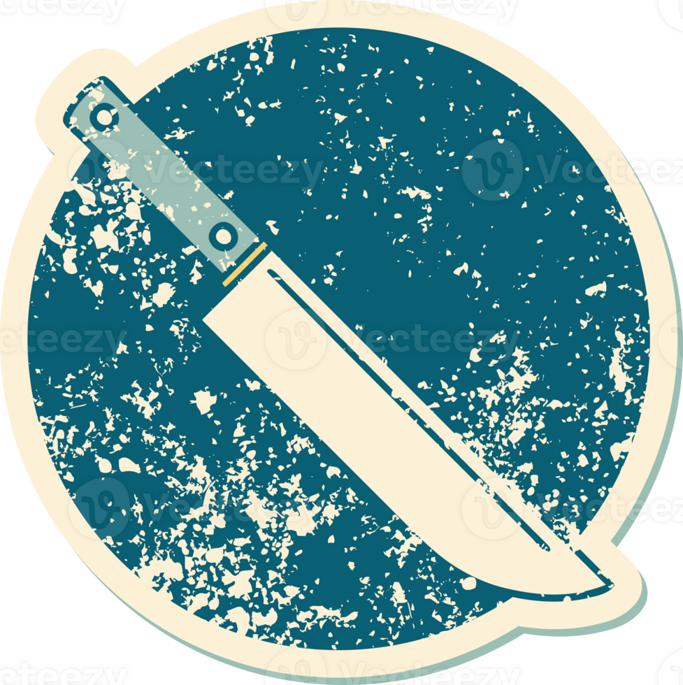 iconic distressed sticker tattoo style image of a knife png