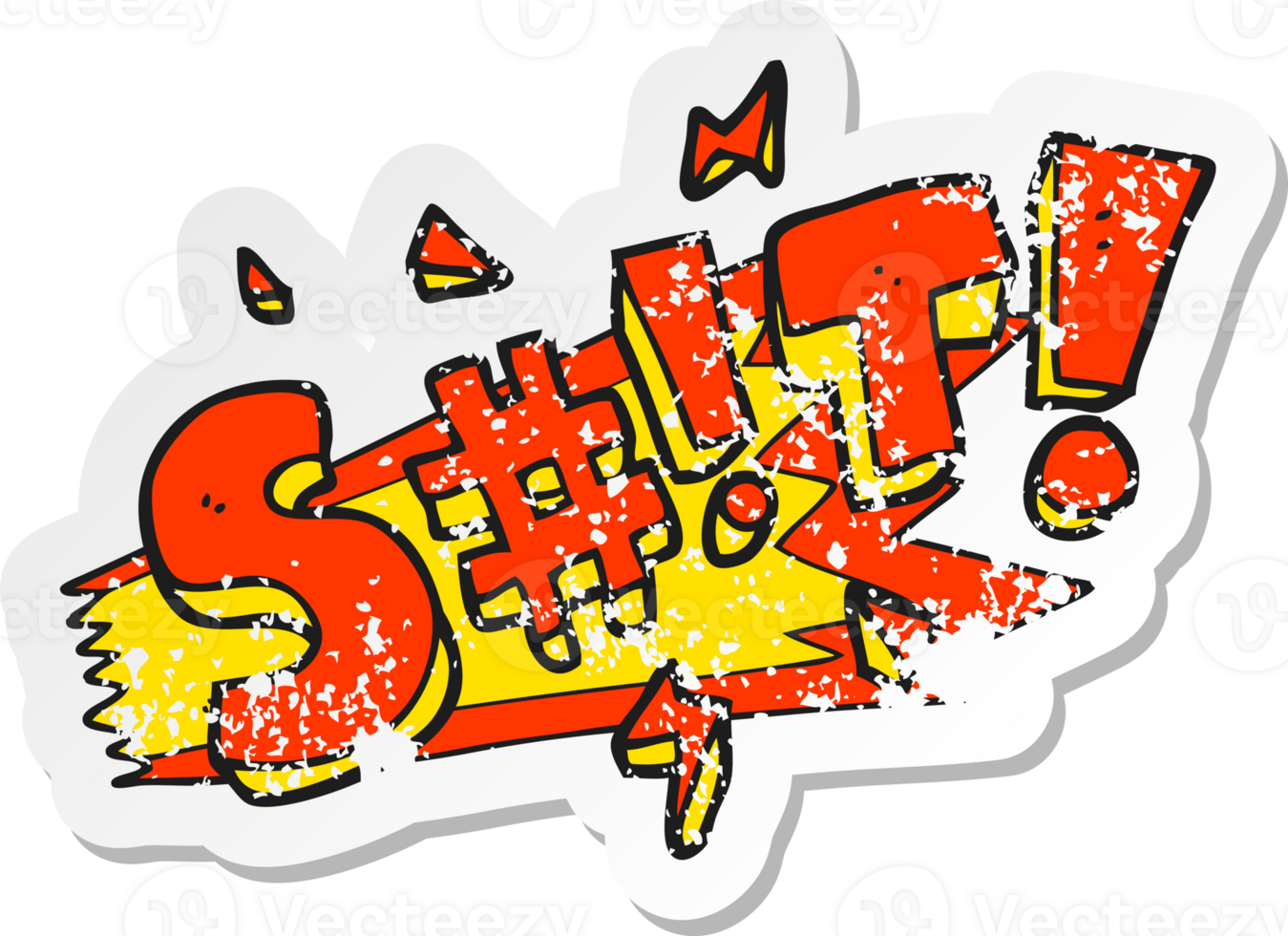 retro distressed sticker of a cartoon swearword png
