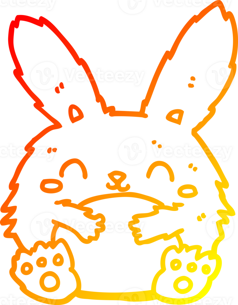 warm gradient line drawing of a cute cartoon rabbit png