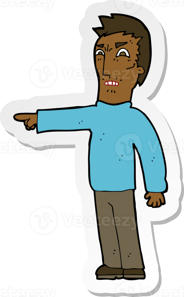 sticker of a cartoon angry man pointing png
