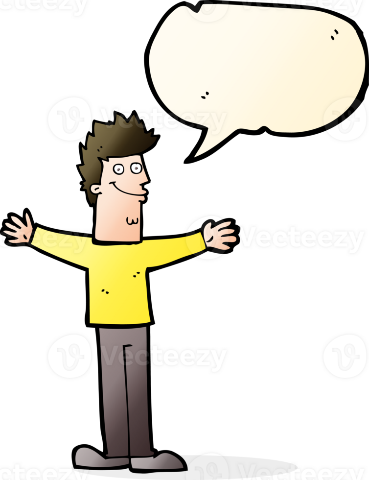 cartoon happy man with speech bubble png
