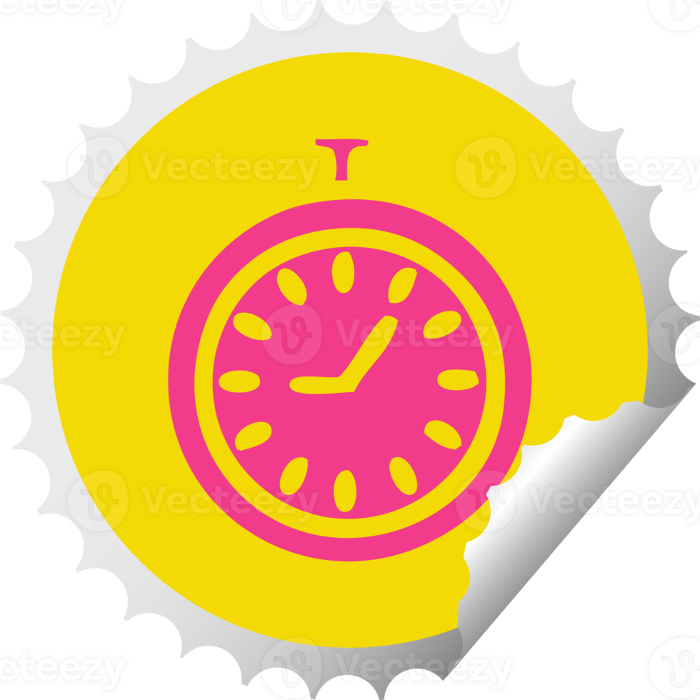 circular peeling sticker cartoon of a time stopper png