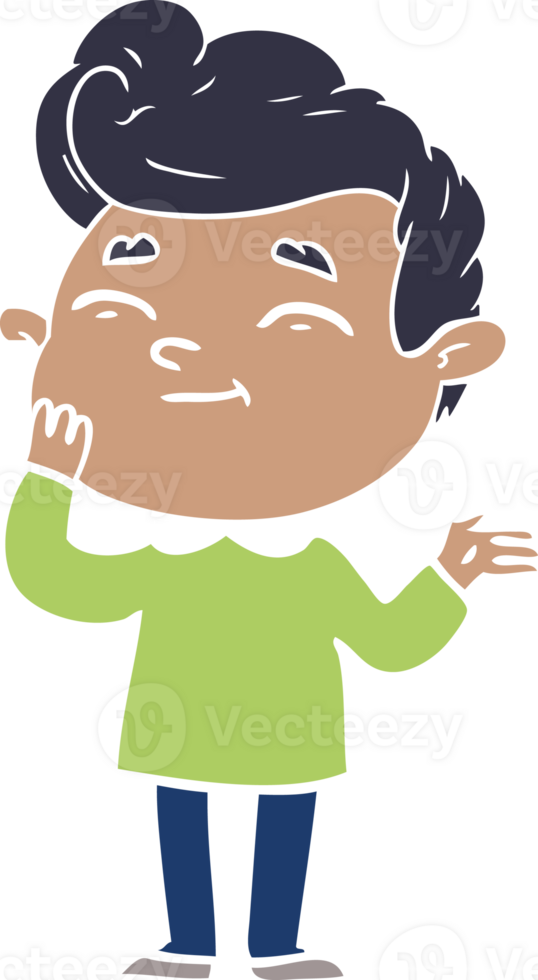 happy flat color style cartoon man png