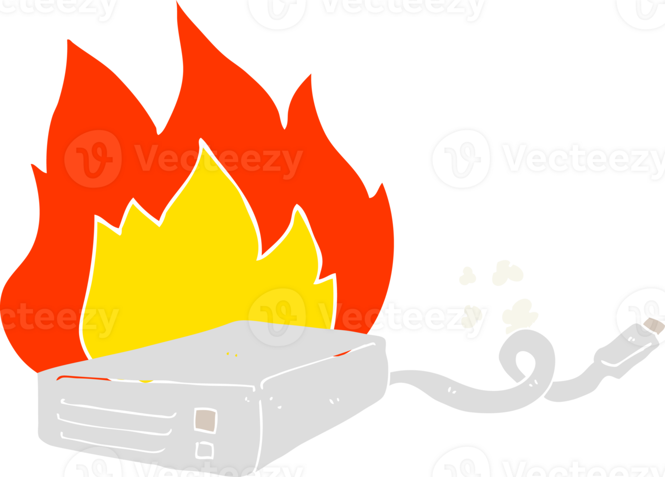 flat color illustration of computer hard drive burning png