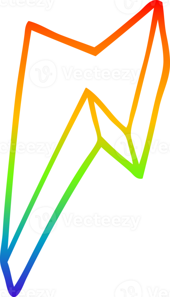arc en ciel pente ligne dessin de une dessin animé décoratif foudre boulon png