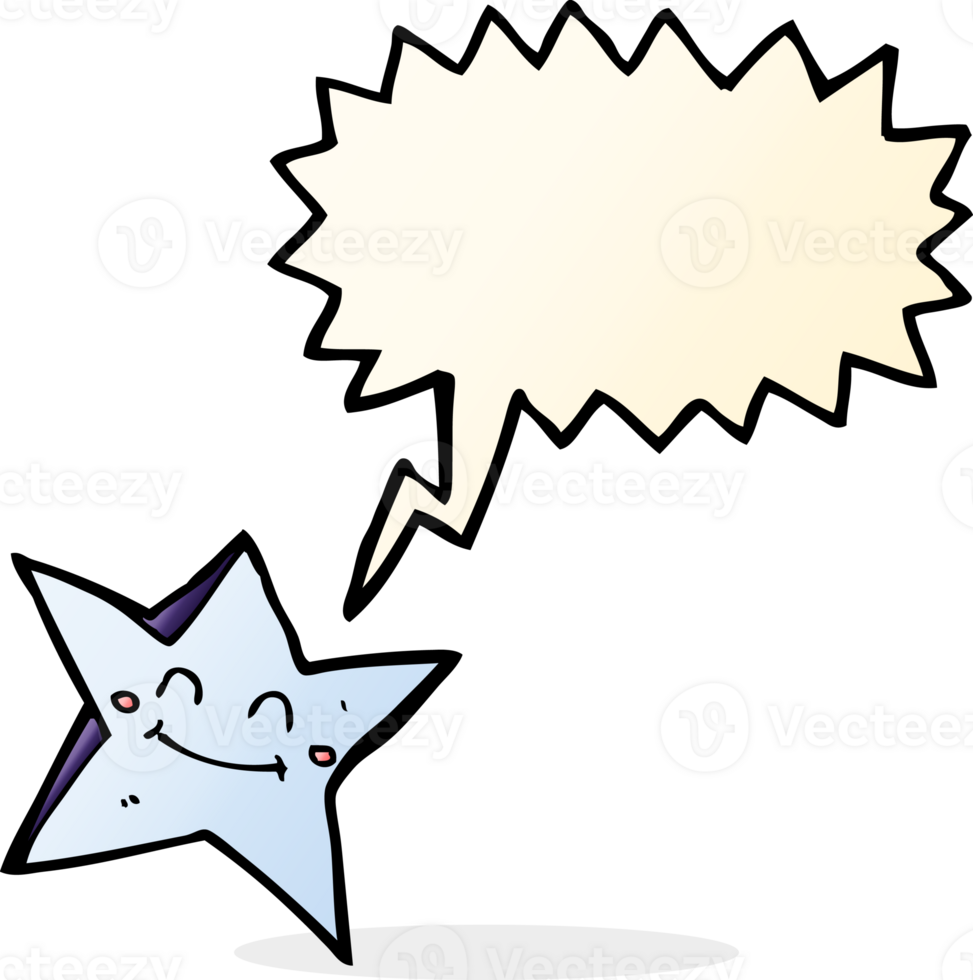 cartoon happy star character with speech bubble png