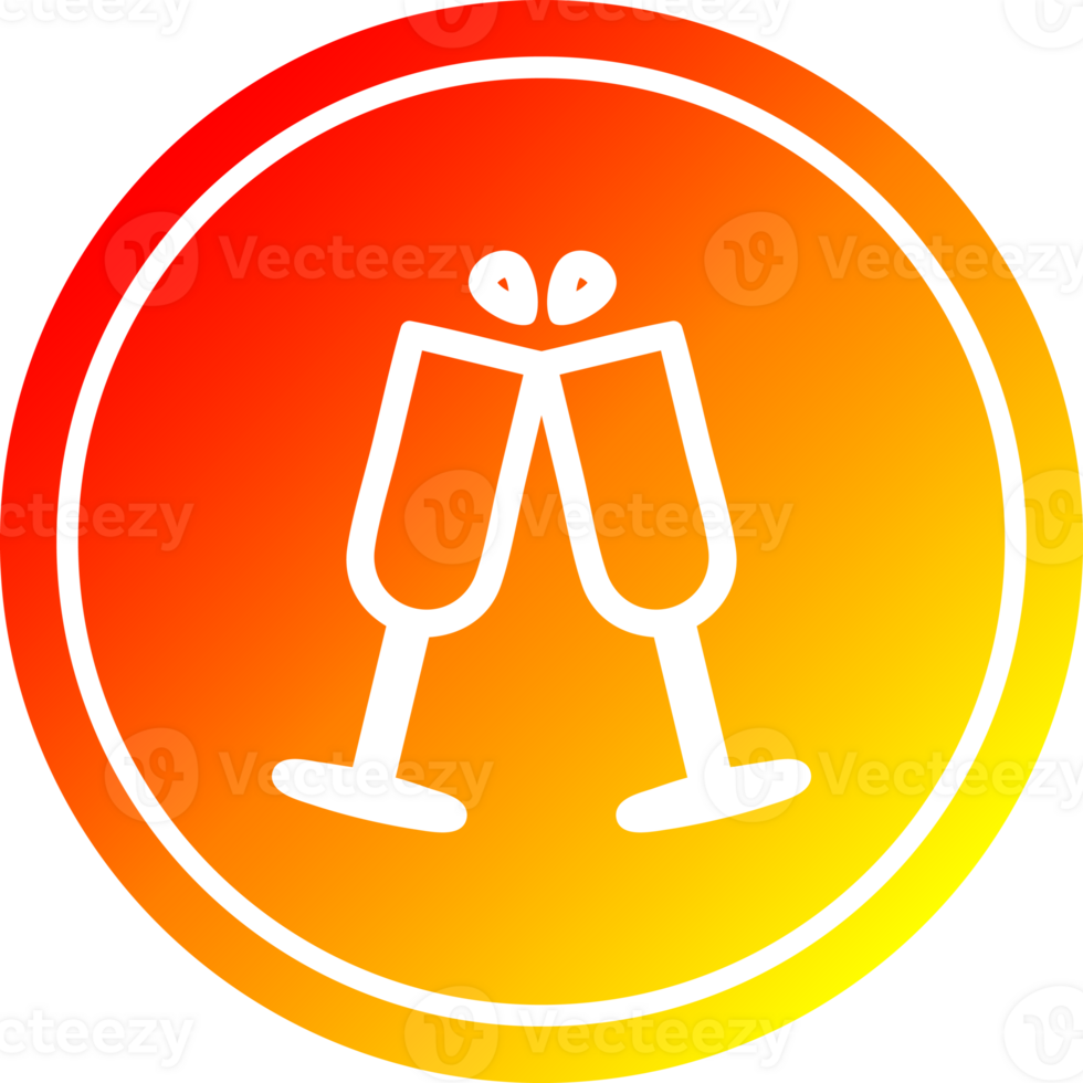 raised glasses circular icon with warm gradient finish png