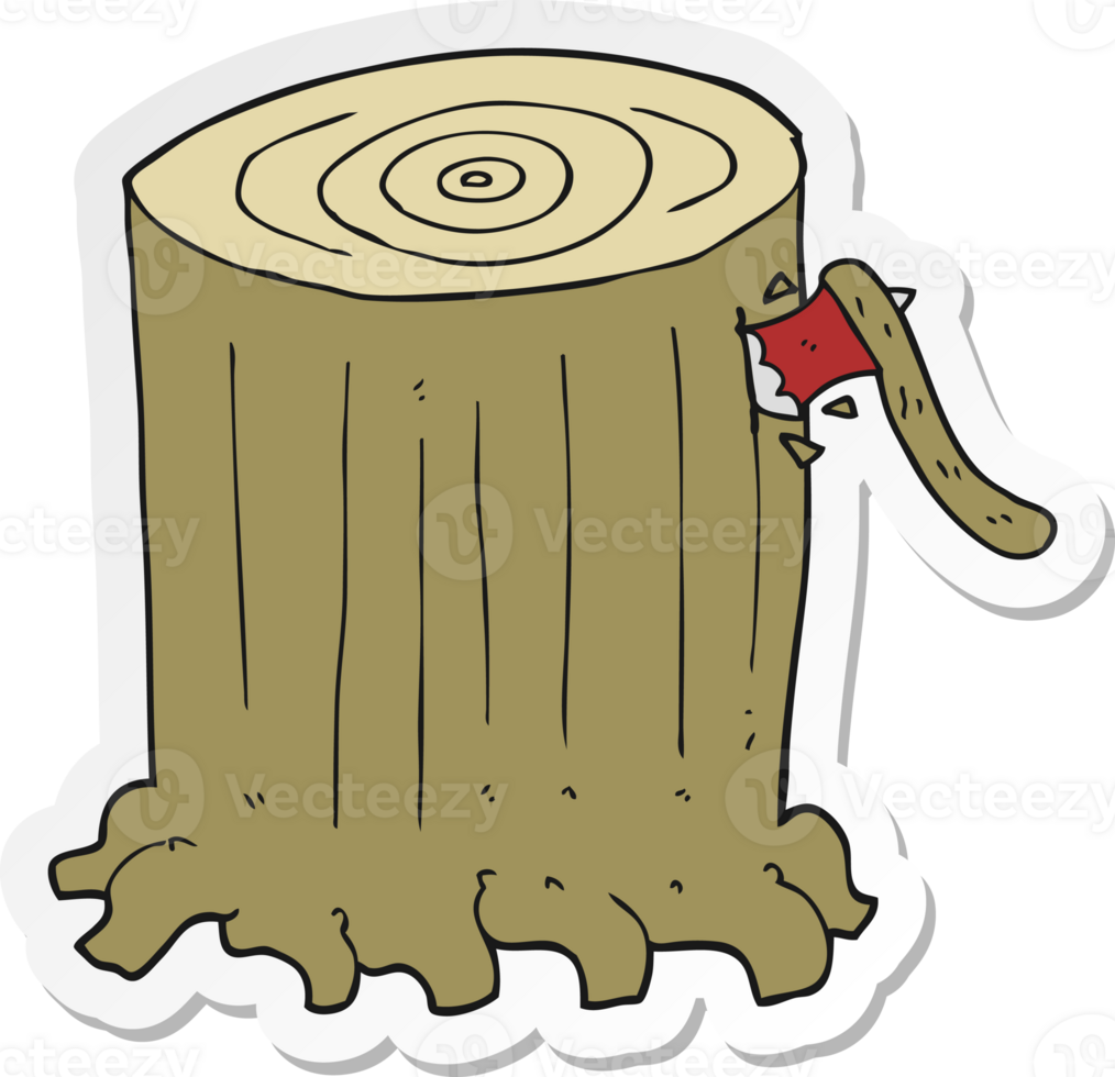sticker of a cartoon big tree stump png