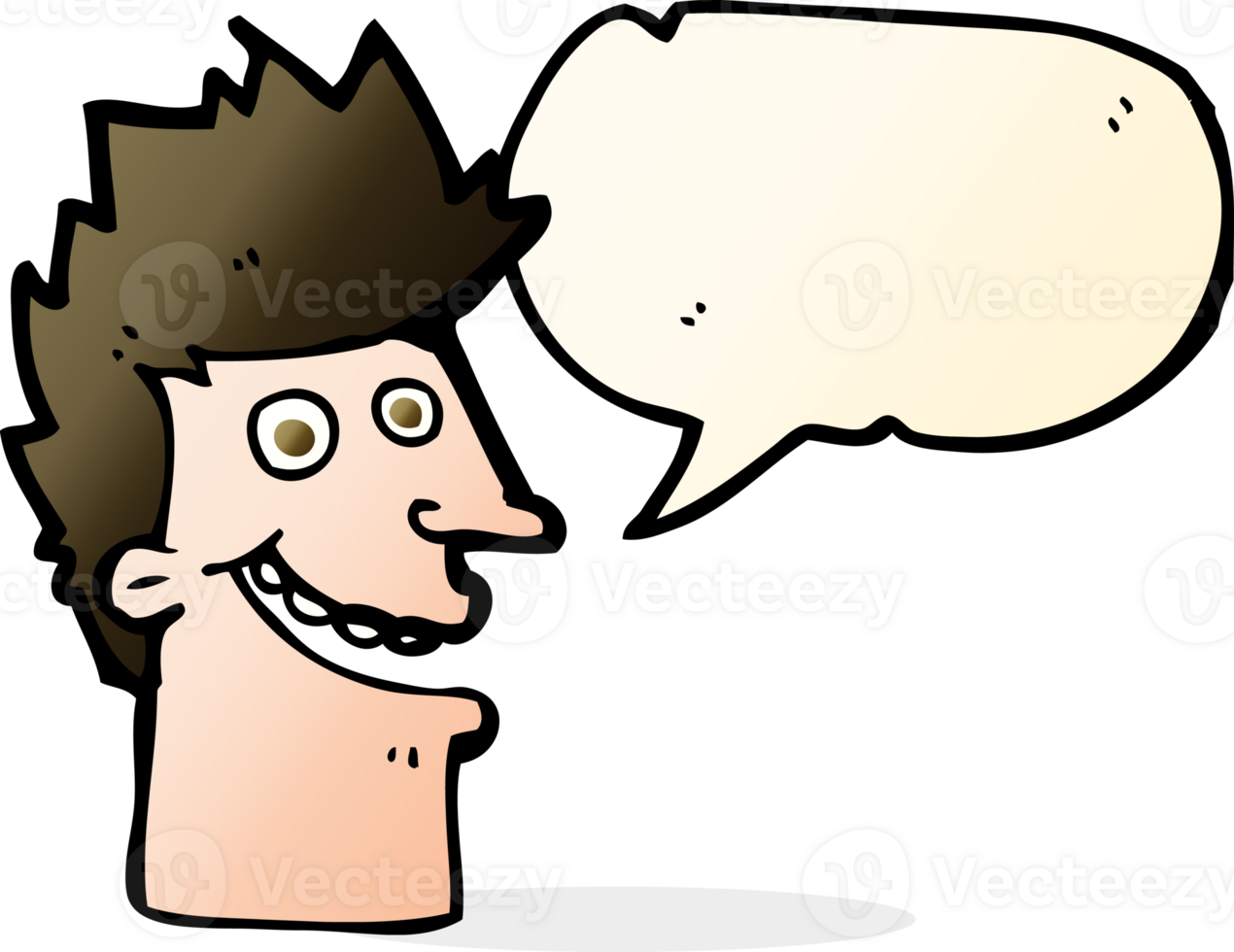 cartoon happy man face with speech bubble png