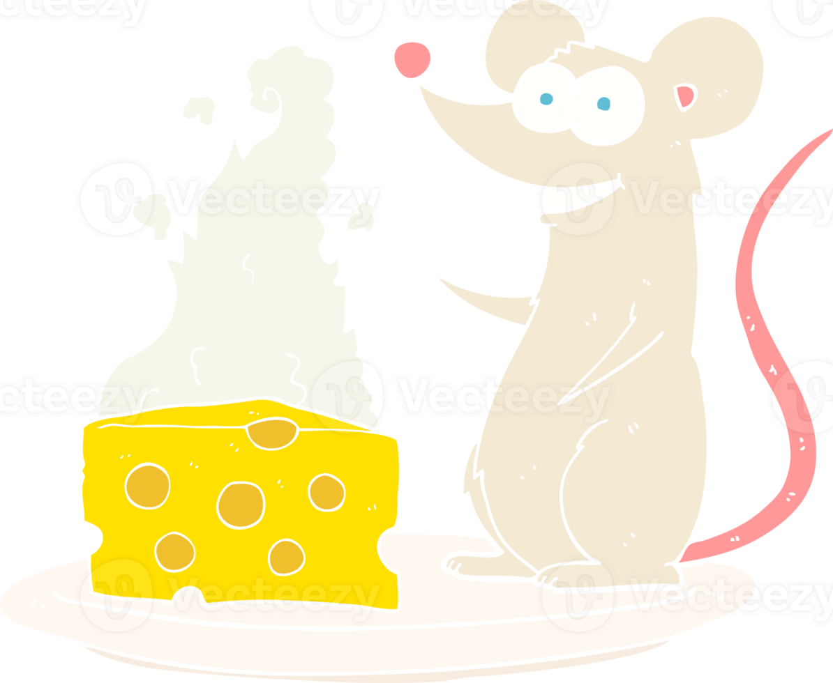 flat color illustration of mouse with cheese png