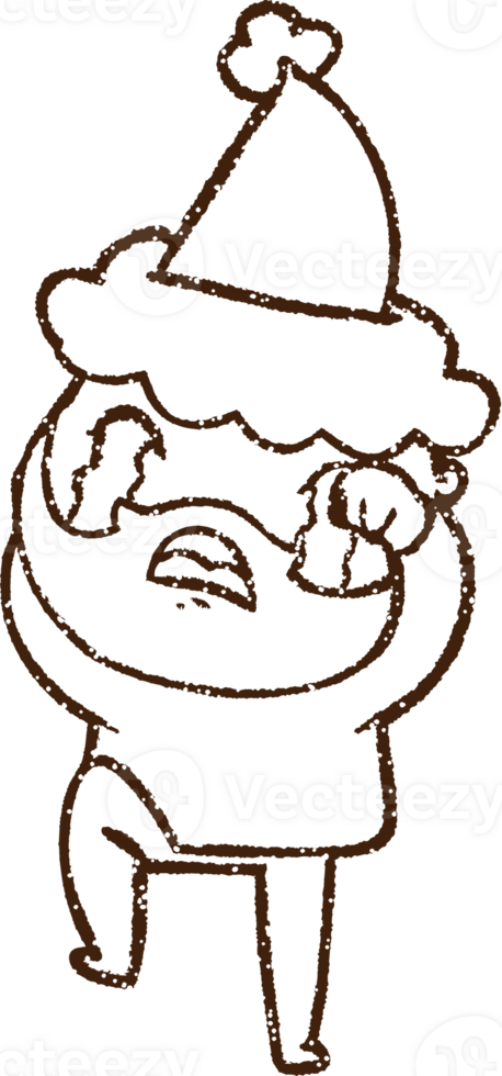 Crying Santa Charcoal Drawing png