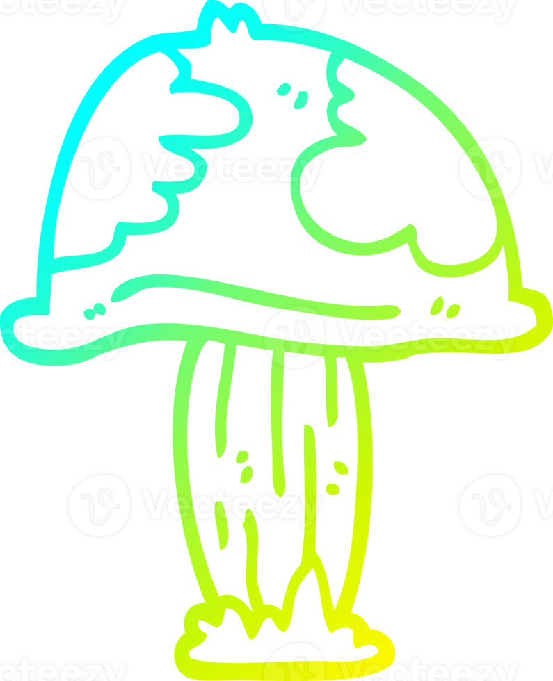 cold gradient line drawing of a cartoon wild mushroom png