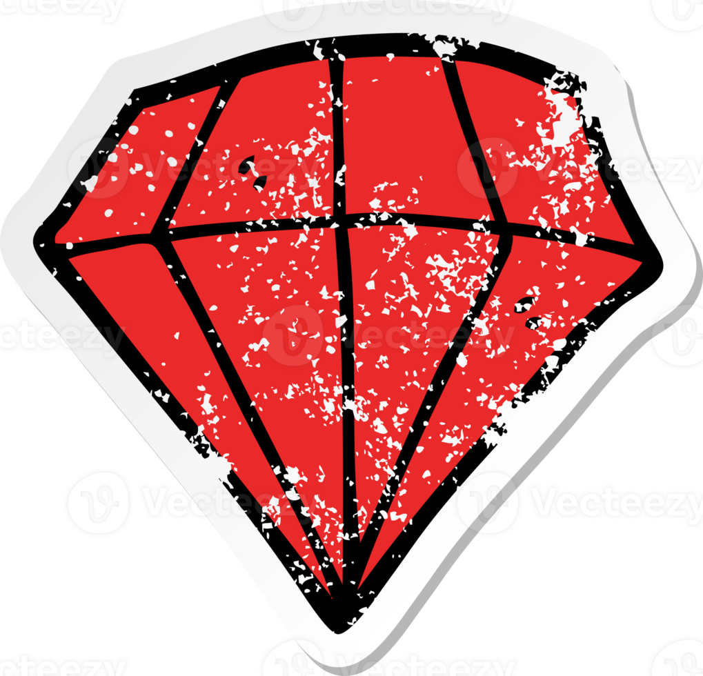 distressed sticker of a cartoon tattoo diamond png