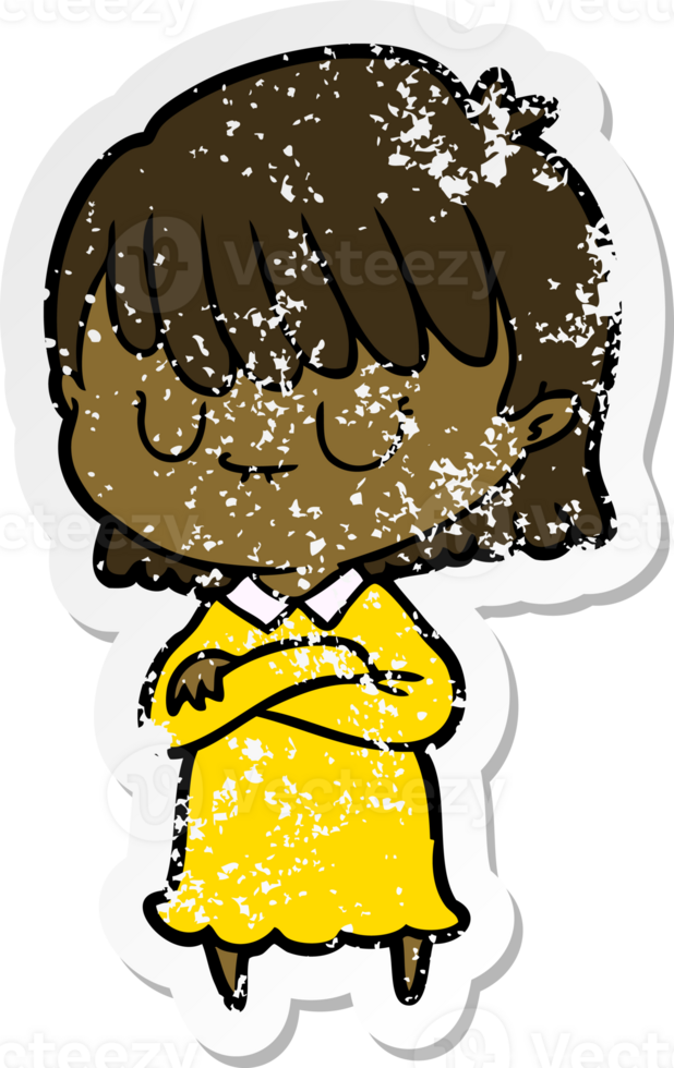 distressed sticker of a cartoon woman png