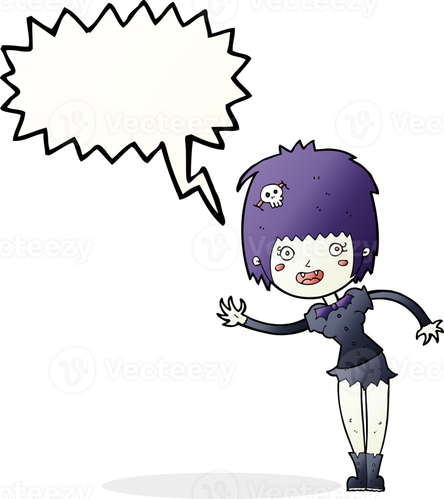 cartoon vampire girl with speech bubble png