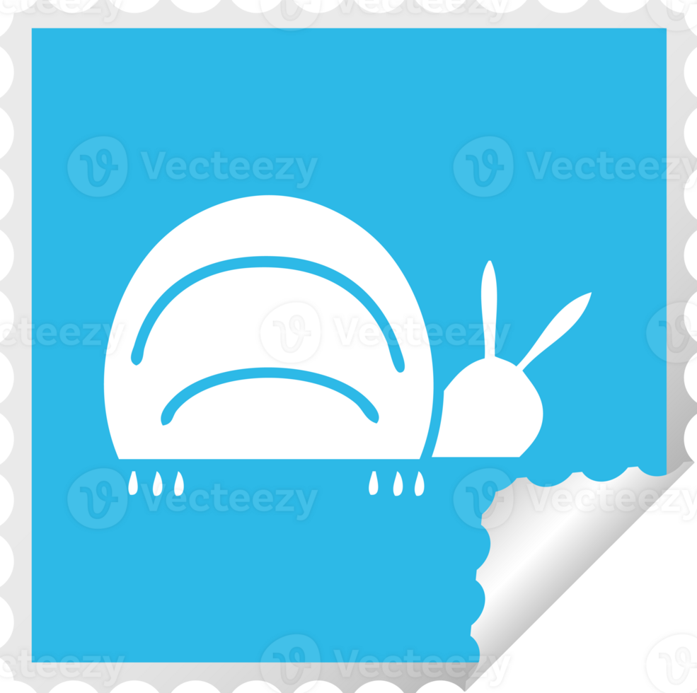 square peeling sticker cartoon of a green bug png