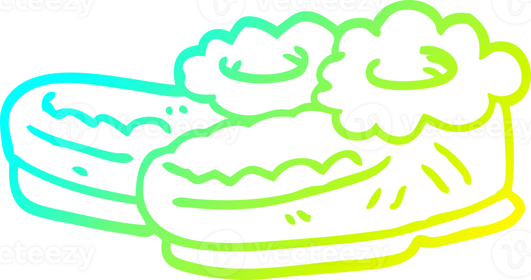 cold gradient line drawing of a cartoon old slippers png