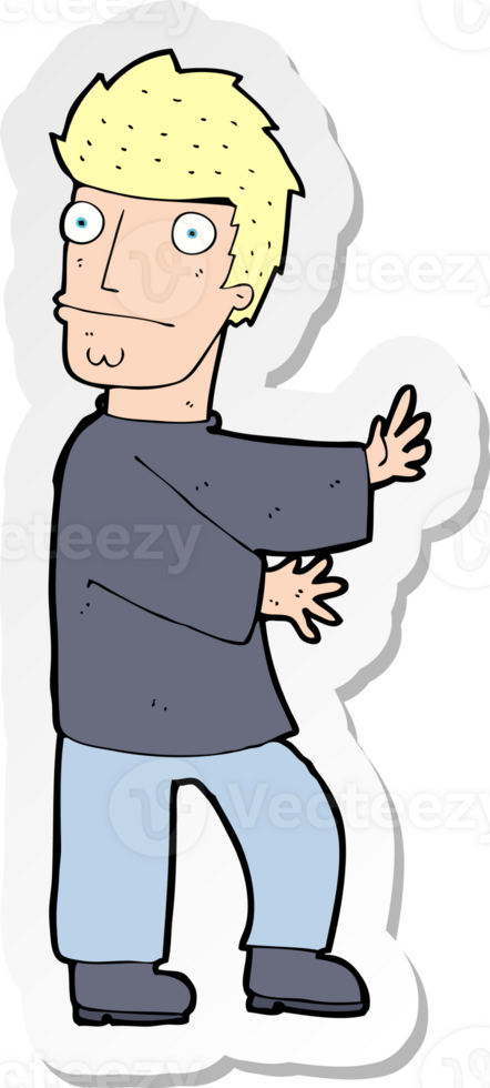 sticker of a cartoon nervous man png