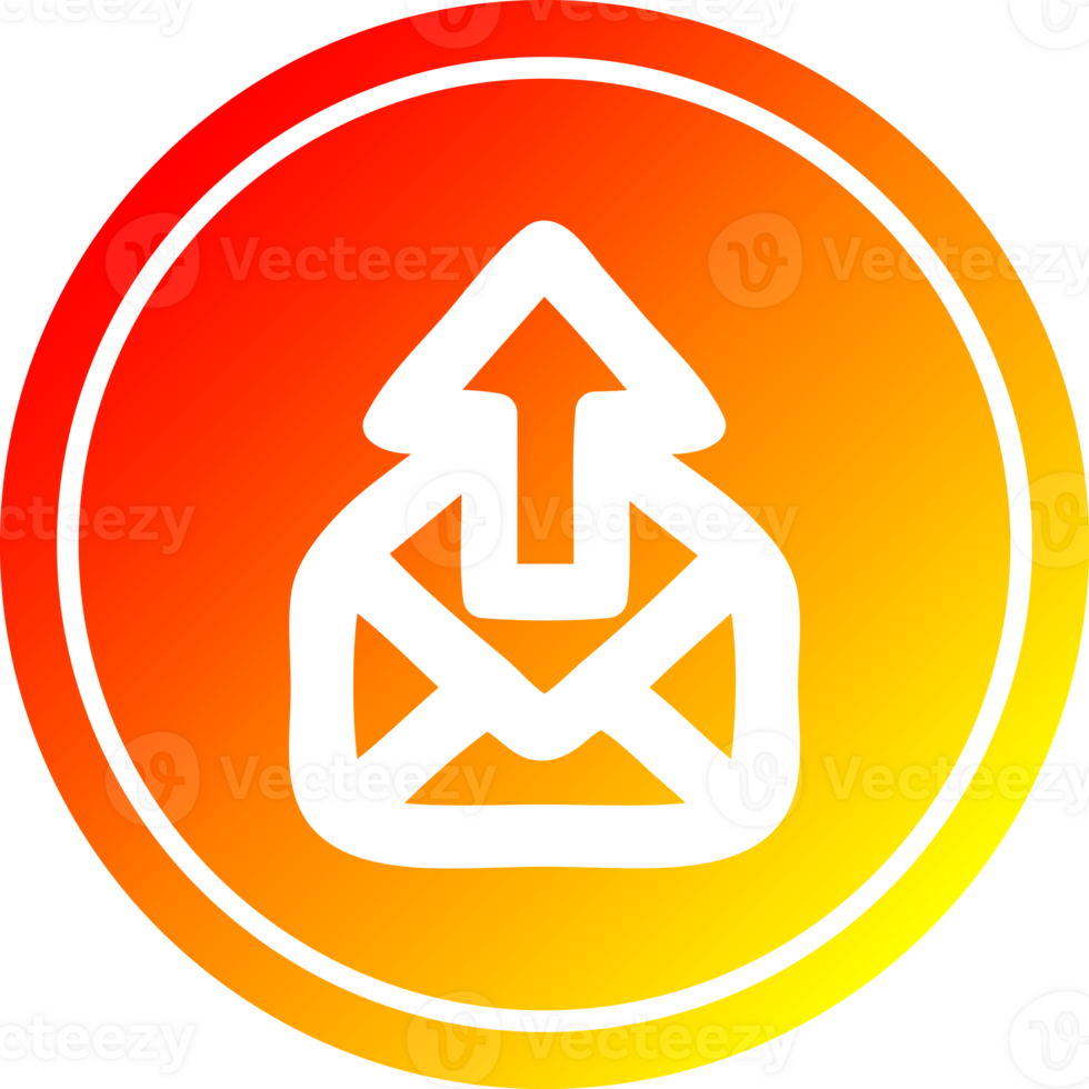 send email circular icon with warm gradient finish png