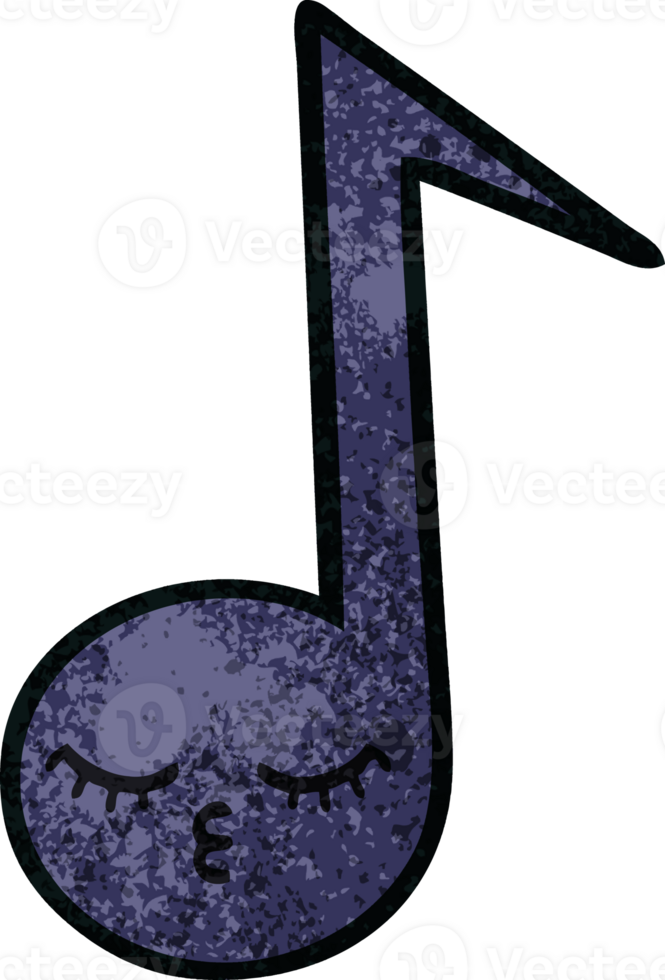 retro grunge texture cartoon of a musical note png
