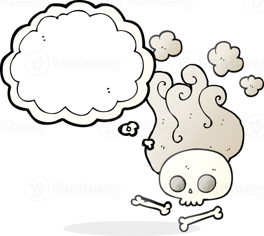 drawn thought bubble cartoon skull and bones png