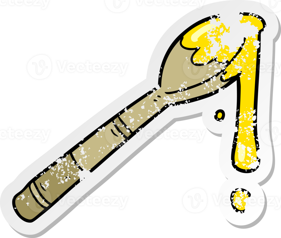 distressed sticker of a cartoon spoonful of honey png