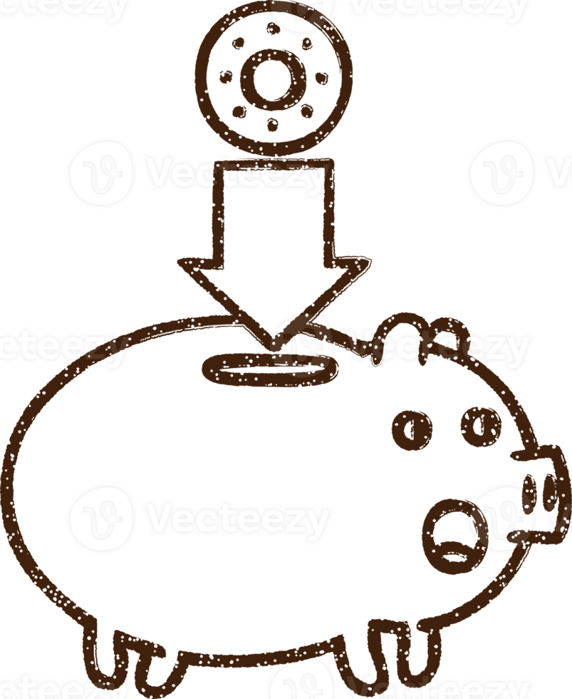 Piggy Bank Charcoal Drawing png